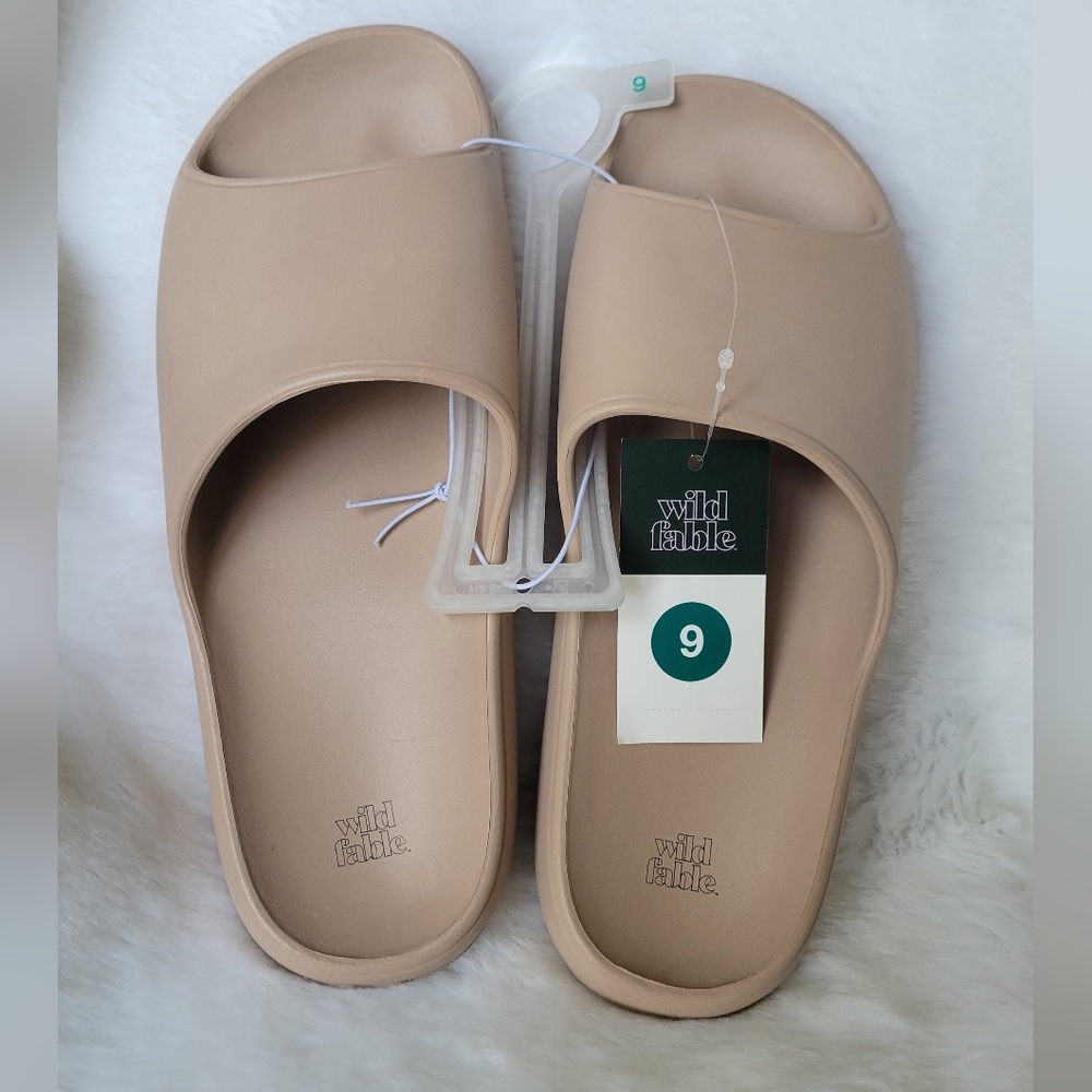 Today ONLY! $10 Women's Tan Slide Sandals